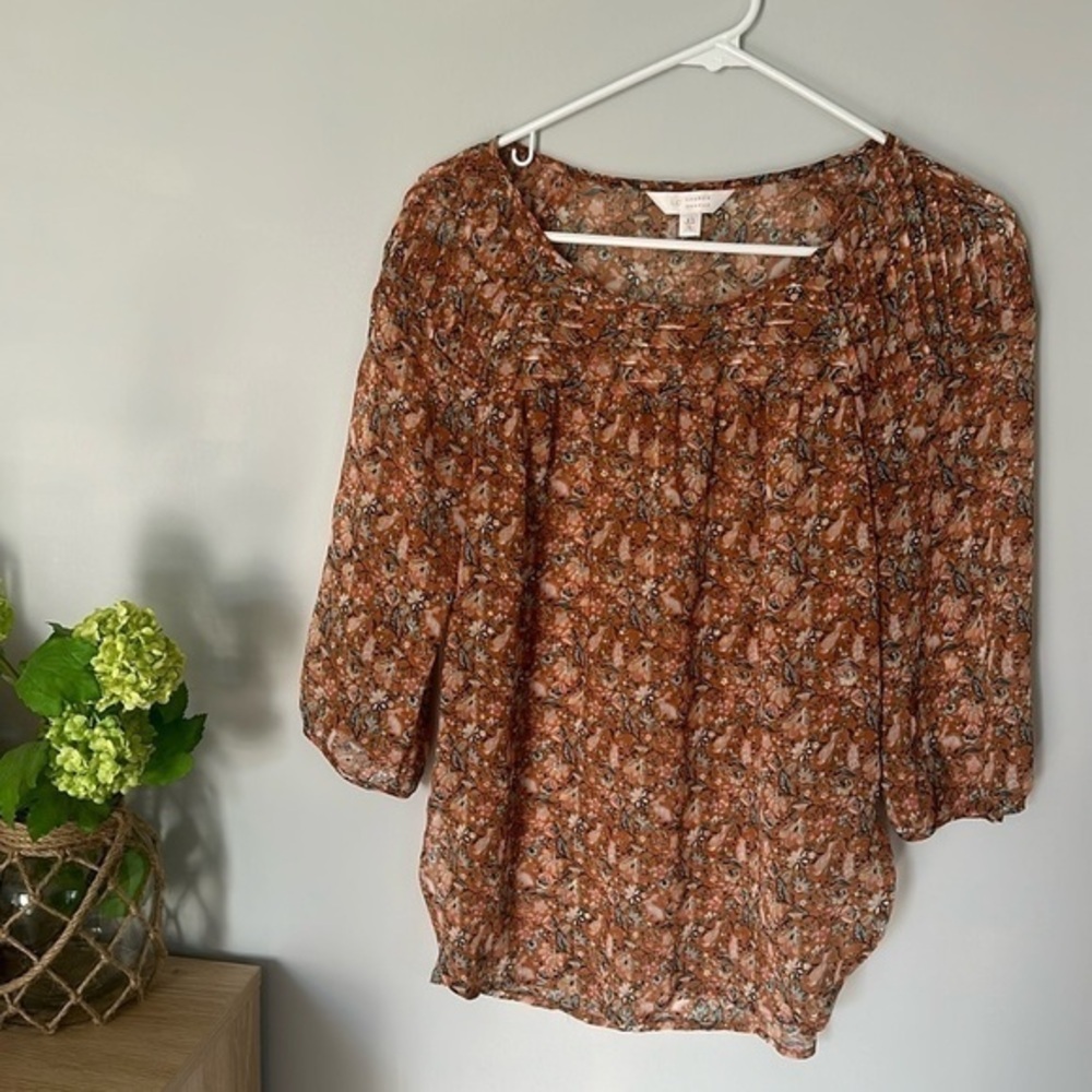 Lauren Conrad flowy fall blouse SHIRT TOP size XS